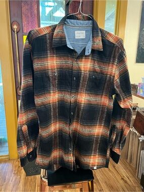 Sovereign Code Black and Orange Plaid Button-Down Shirt